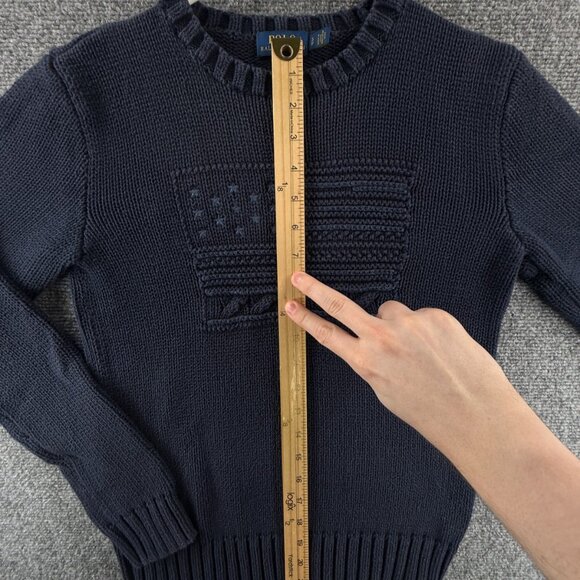 Polo Ralph Lauren Flag Sweater Navy Blue USA Stars Stripes Small Knit Pullover - Picture 4 of 16